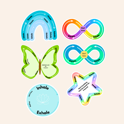 English Sensory and non sensory stickers: Breathing Techniques, Stress relief