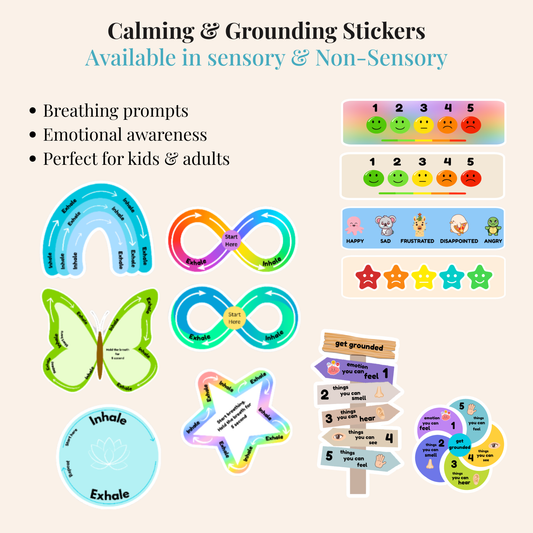 English Sensory and non sensory stickers: Breathing Techniques, Stress relief