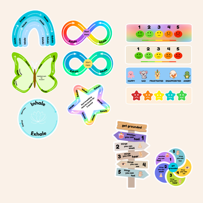 English Sensory and non sensory stickers: Breathing Techniques, Stress relief