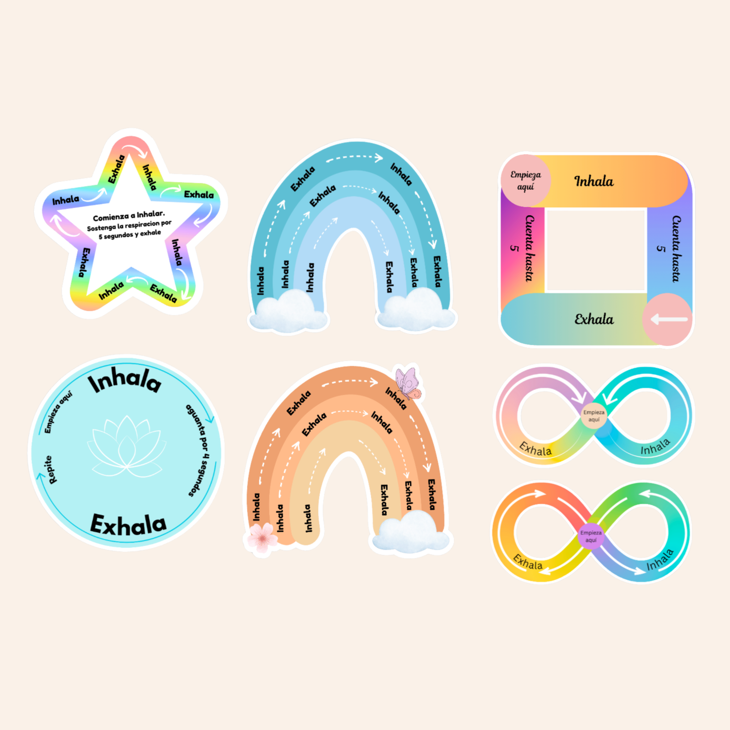 Spanish Sensory Stickers: Breathing Techniques, Stress Relief